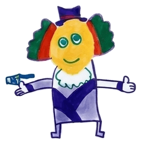 Child's drawing of a clown